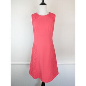 Adrianna Papell Dress Lace Coral Pink Orange Spring Summer Wedding Size 4